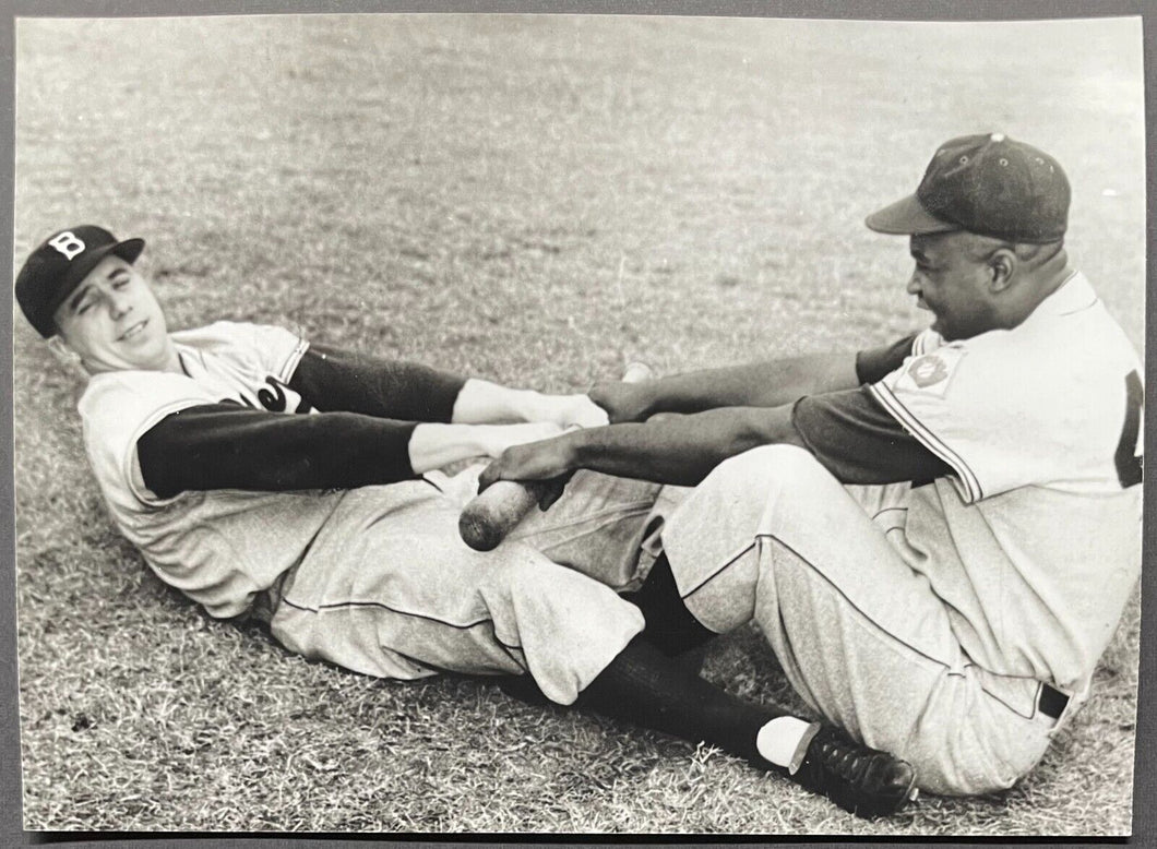 C 1950 B&W Photo Jackie Robinson + Pee Wee Reese Brooklyn Dodgers MLB Baseball