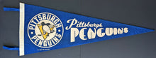 Load image into Gallery viewer, c1970 Vintage Pittsburgh Penguins Full Size 29&quot; Pennant NHL Hockey
