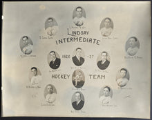Load image into Gallery viewer, 1926 Original Type 1 Cabinet Photo of Lindsay Ontario Intermediate Hockey Team
