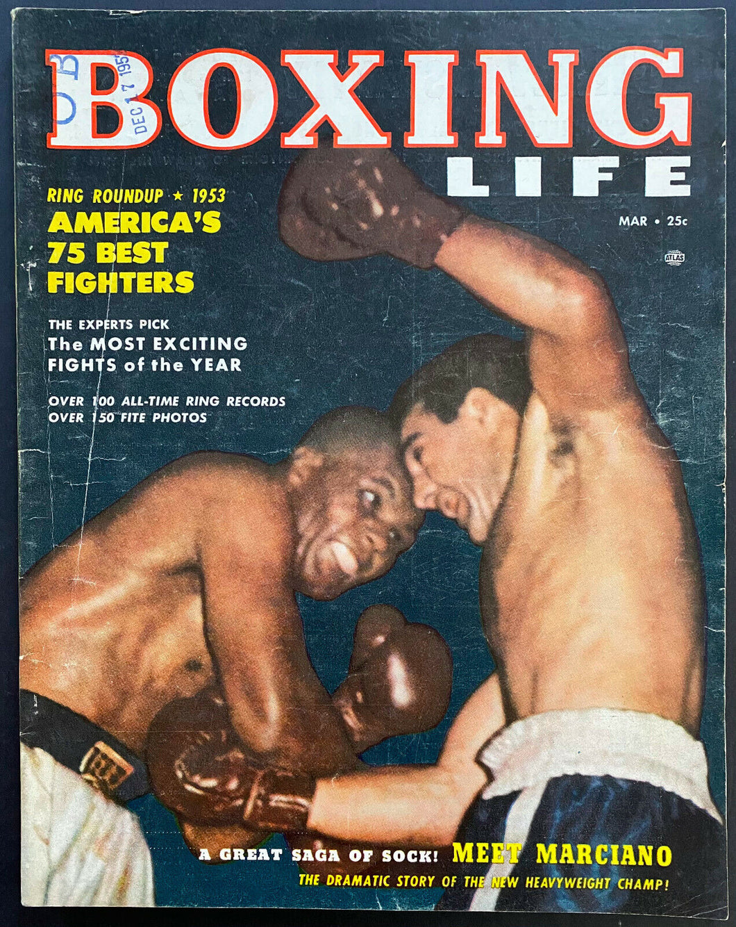 1953 Boxing Life Magazine March Issue Rocky Marciano Front Cover Feature