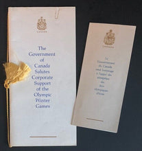 Load image into Gallery viewer, 1988 Calgary Winter Olympics Canadian Government Dinner Bruce Hood Invite +
