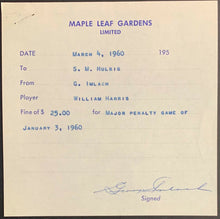 Load image into Gallery viewer, 1960 NHL Fine On Leaf Player Billy Harris Charging On Blackhawks Signed Campbell
