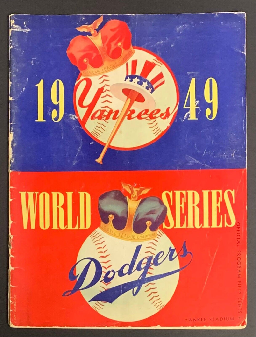 1949 World Series Baseball Program Yankee Stadium vs Dodgers Jackie Robinson