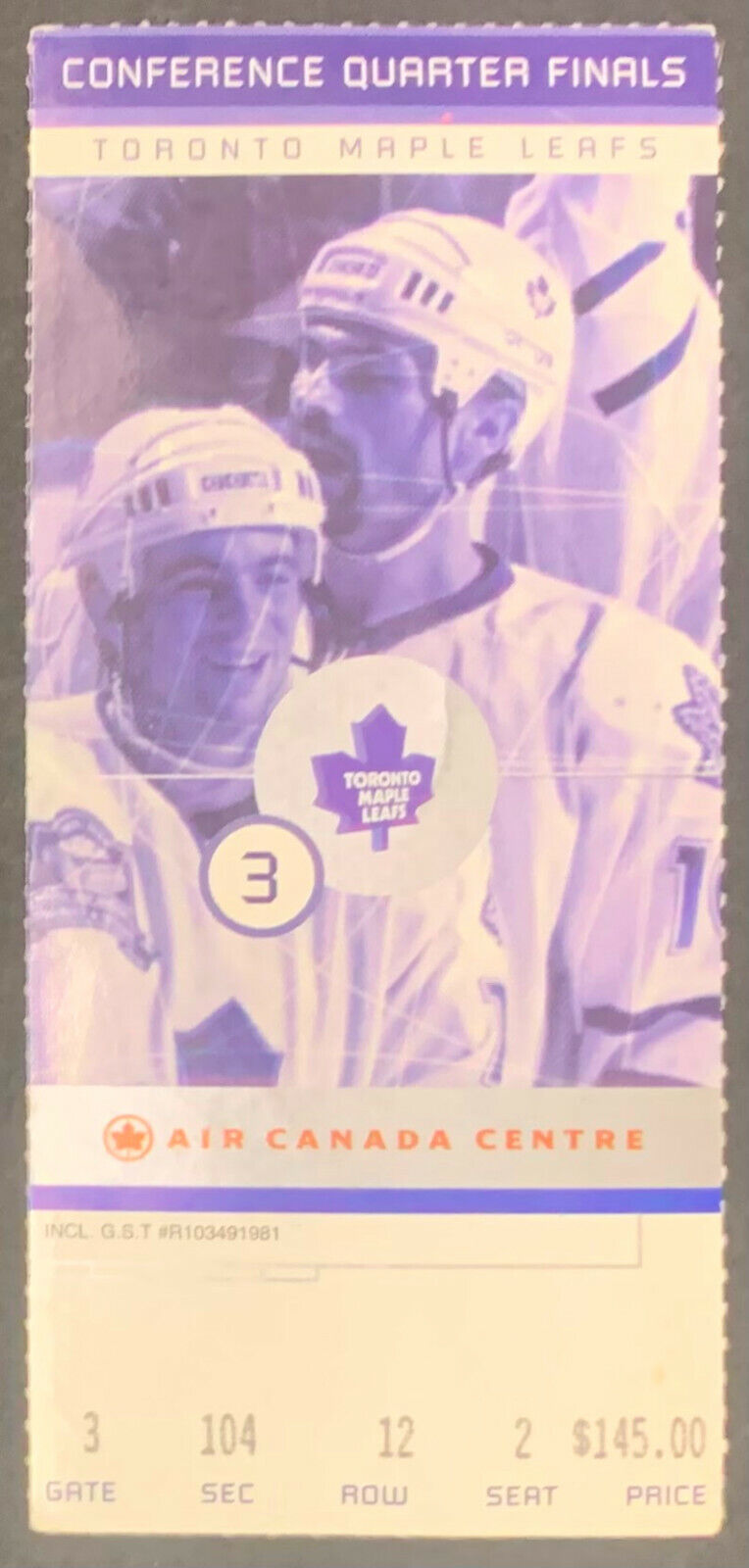 1999 ACC NHL Hockey Game 5 Conference Quarter Finals Ticket Toronto Maple Leafs