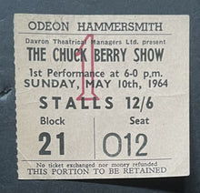 Load image into Gallery viewer, 1964 Chuck Berry Original Vintage Concert Ticket The Odeon + Type 1 Photo
