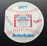 1977 Los Angeles Dodgers + Angels MLB Baseball Schedule Budweiser Version