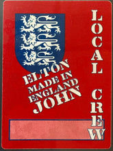Load image into Gallery viewer, 1995 Vtg Elton John Made In England Concert Tour Local Crew Backstage Pass iCert
