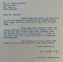 Load image into Gallery viewer, 1957 Toronto Maple Leafs NHL Hockey Letter MLG Letterhead Reference Past Players
