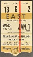 1986 Canada vs Finland Maple Leaf Gardens Vintage World Juniors Hockey Ticket