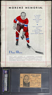 1937 NHL All-Star Game Howie Morenz Memorial Program + Ticket Montreal Forum