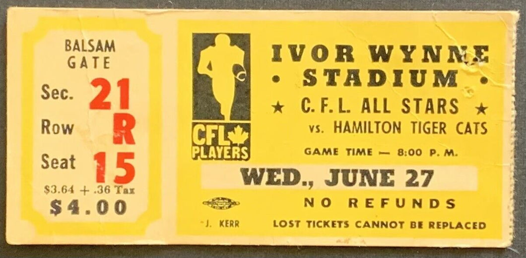 1973 CFL Football All Star Game Ticket Hamilton Ivor Wynne Stadium Tiger Cats