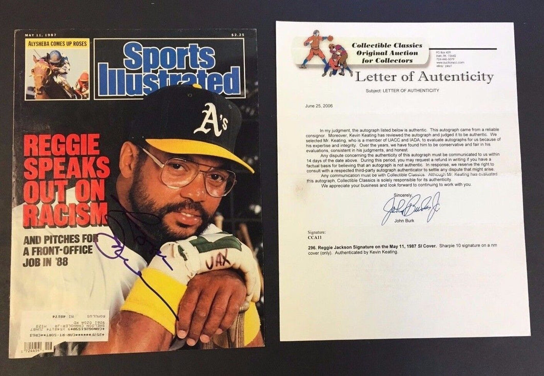 1987 Cover Sports illustrated Signed Reggie Jackson ]COA Auto Baseball Photo