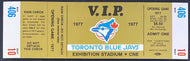 1977 MLB Baseball Toronto Blue Jays 1st Game Rare Gold Ticket Opening Day