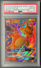 Load image into Gallery viewer, 2019 Pokemon SM Black Star #SM211 Charizard GX PSA GEM MT-10 Hidden Fates Tins
