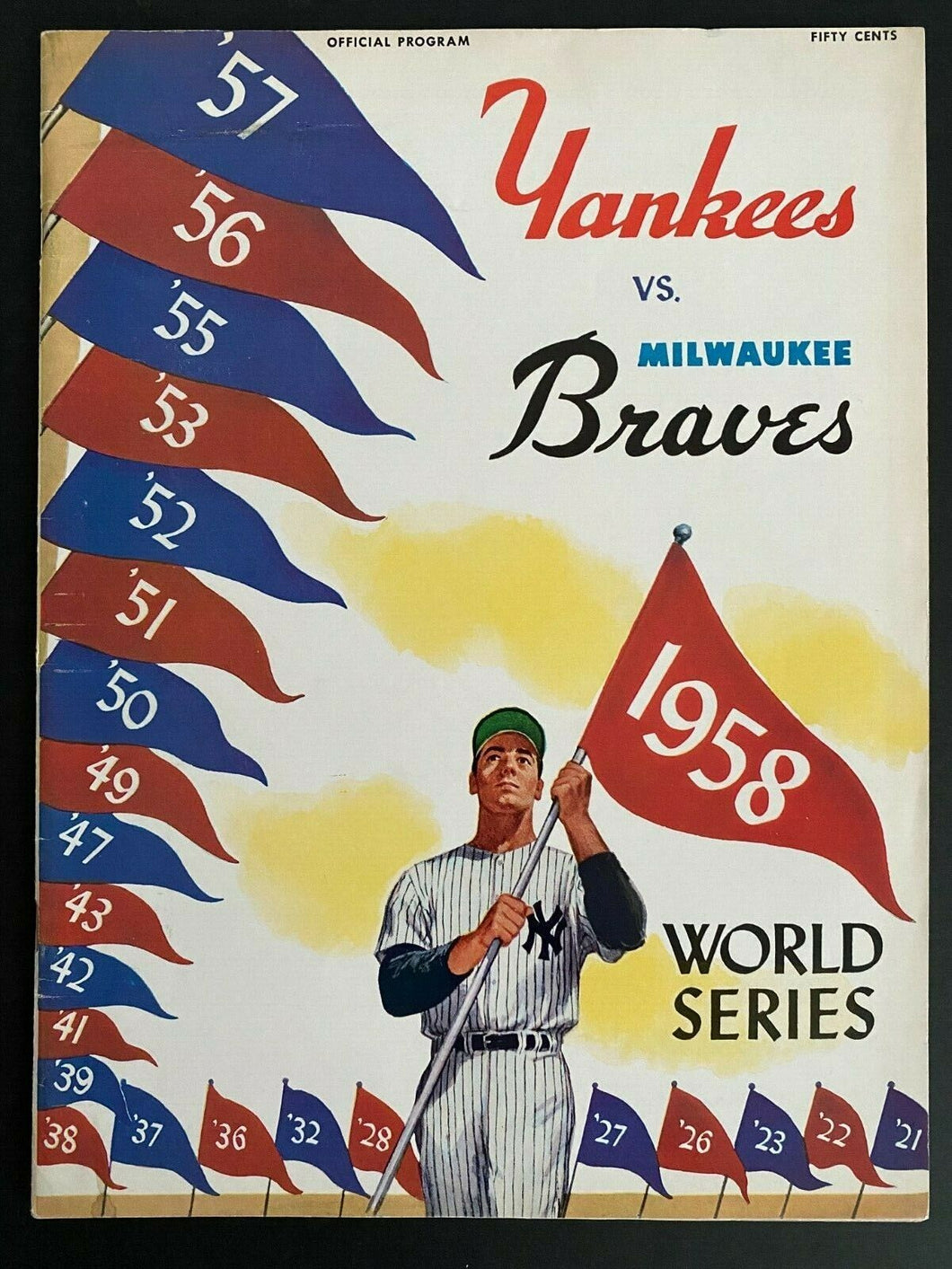 1958 MLB Baseball Vtg World Series Program New York Yankees v Milwaukee Braves