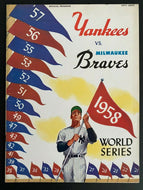 1958 MLB Baseball Vtg World Series Program New York Yankees v Milwaukee Braves