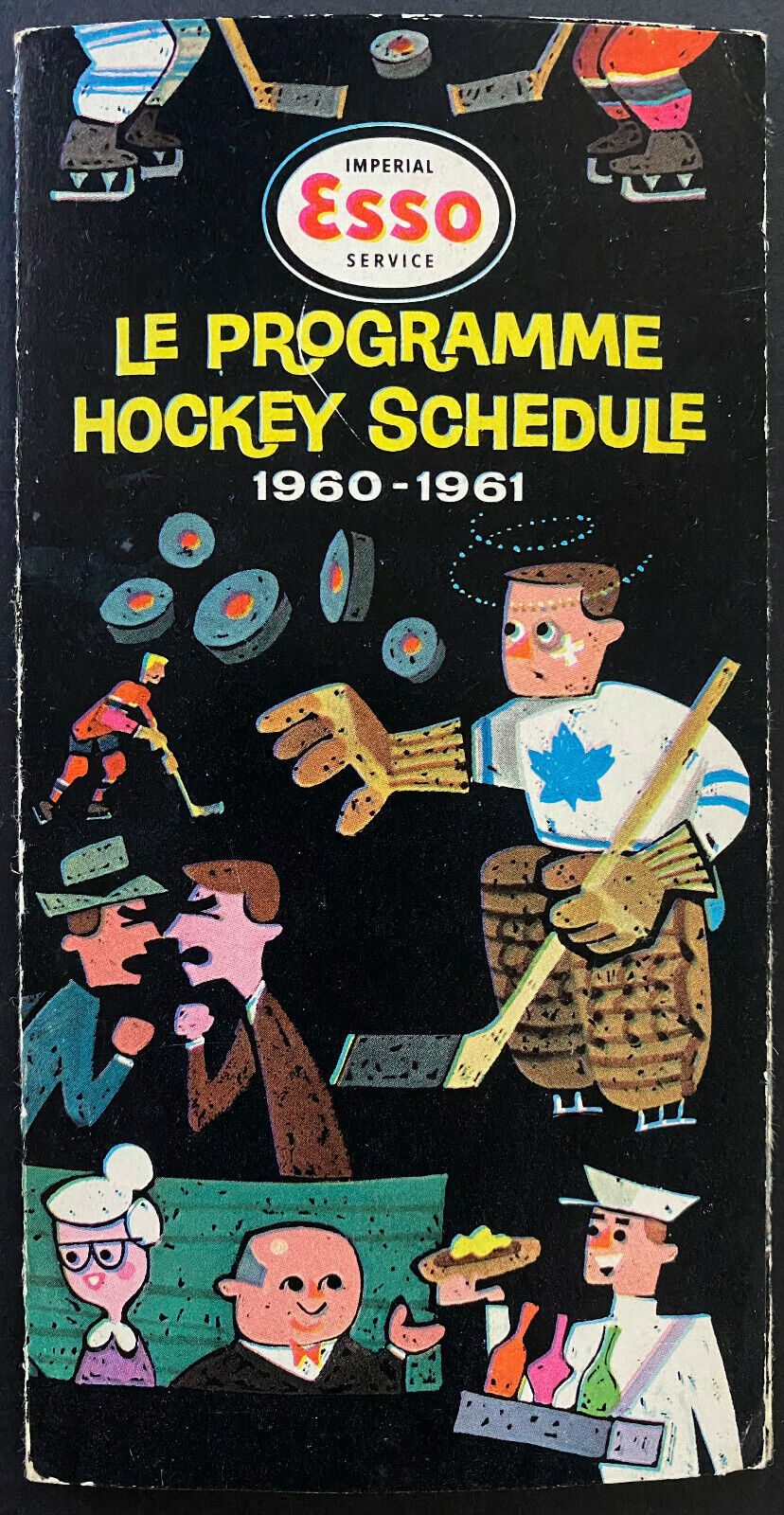 1960-61 NHL Hockey Schedule Esso Vintage Imperial Oil Gasoline Bruins Leafs