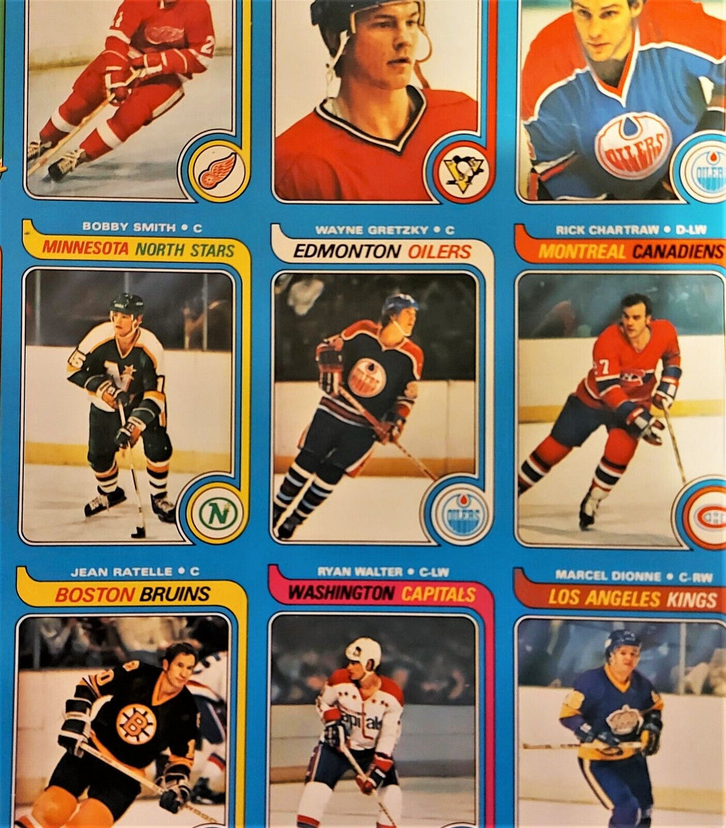 1979-80 OPC NHL Hockey Cards Uncut Sheet Blank Back Wayne Gretzky Rook Glory Days Collectibles 1979-80 OPC NHL Hockey Cards Uncut Sheet Blank Back Wayne Gretzky Rook Glory Days Collectibles