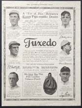 Load image into Gallery viewer, 1915 Tuxedo Tobacco Ad Featuring 5 Baseball Hall of Famers MLB Vintage Ty Cobb
