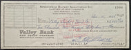 1964 NHL Hockey Bruins HOFer Eddie Shore Signed Cheque Autographed Check LOA