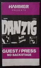 Load image into Gallery viewer, Circa 1980s Danzig with Depp Jones Concert Tour Guest Press Backstage Pass
