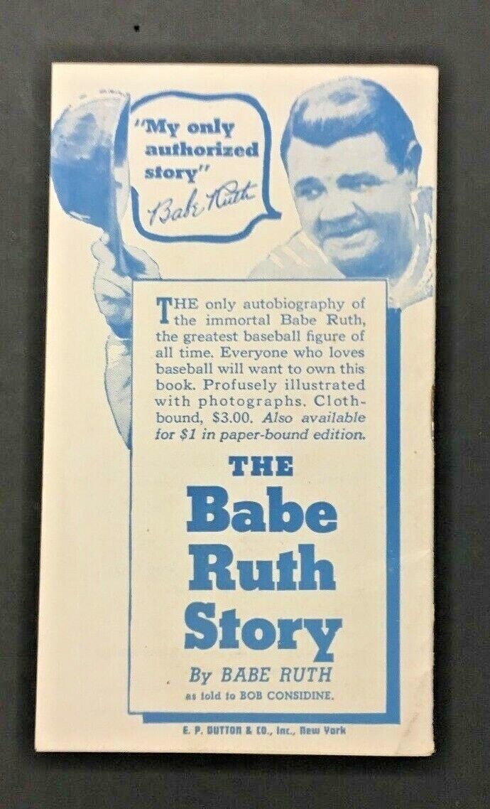 1948 The Babe Ruth Story Book Catalog A Calendar Of Books Pomeroy's Inc Baseball