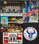European Jr Hockey Vintage Item Lot Postcards + Stickers Helsinki Championships