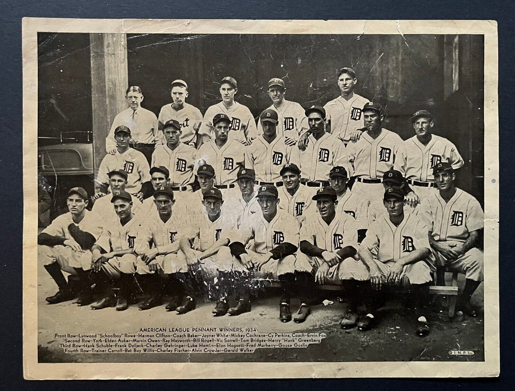 1934 Detroit Tigers American League Champions MLB Baseball Team Photo