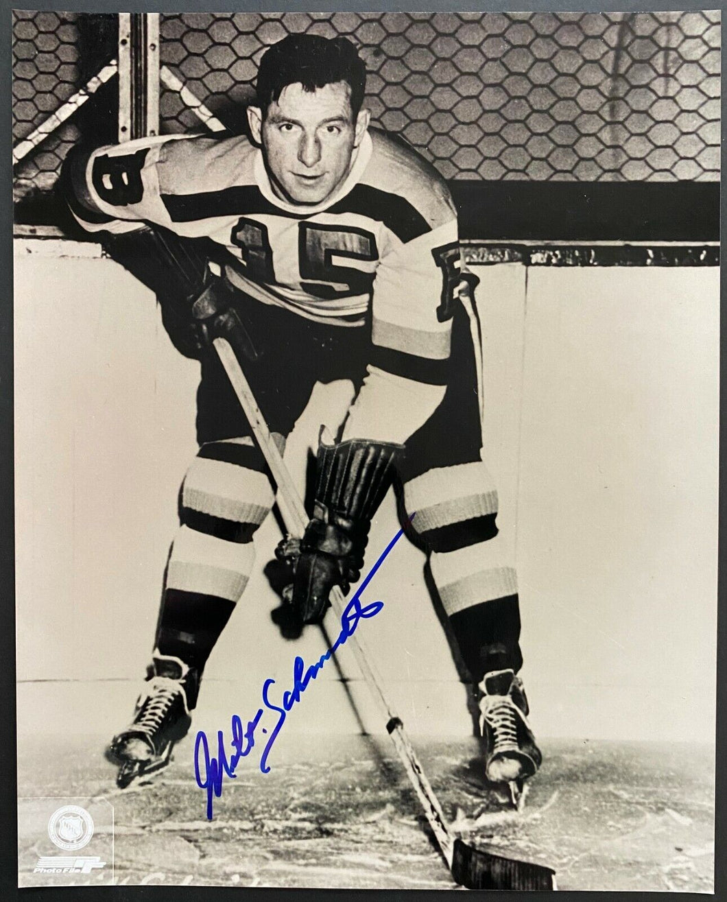 Signed NHL Hockey Hall Of Fame Boston Bruins Milt Schmidt Autographed Photograph