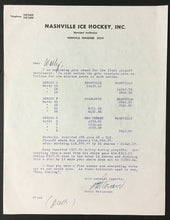 Load image into Gallery viewer, EHL Nashville Ice Hockey Letter Municipal Auditorium Signed David Patterson
