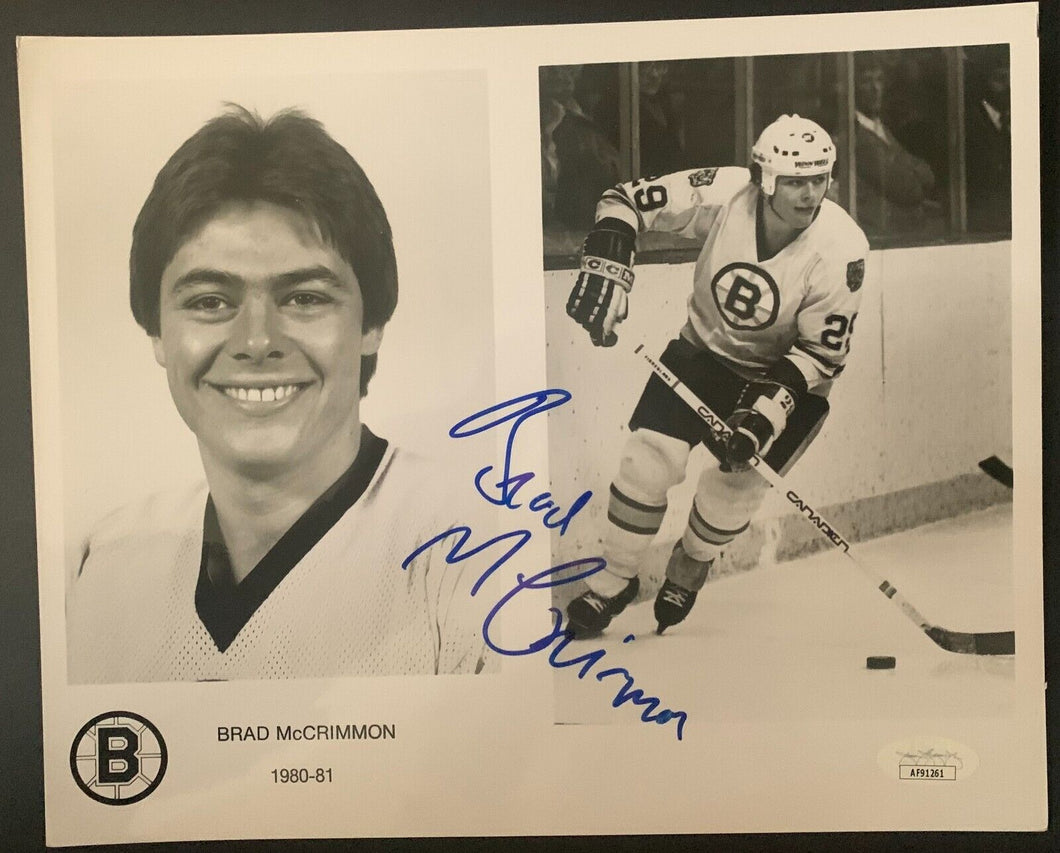 1980-81 Brad McCrimmon Autographed B&W Photo Boston Bruins Signed NHL JSA VTG
