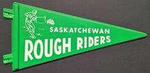 Load image into Gallery viewer, 1960s Saskatchewan Rough Riders Plastic Mini Pennants CFL Canadian Football
