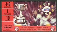 1985 CFL Grey Cup Ticket Olympic Stadium BC Lions vs Hamilton Tiger Cats