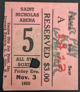 1950 St. Nicholas Arena Boxing Vintage Ticket Stub Bob Murphy Dick Wagner NYC