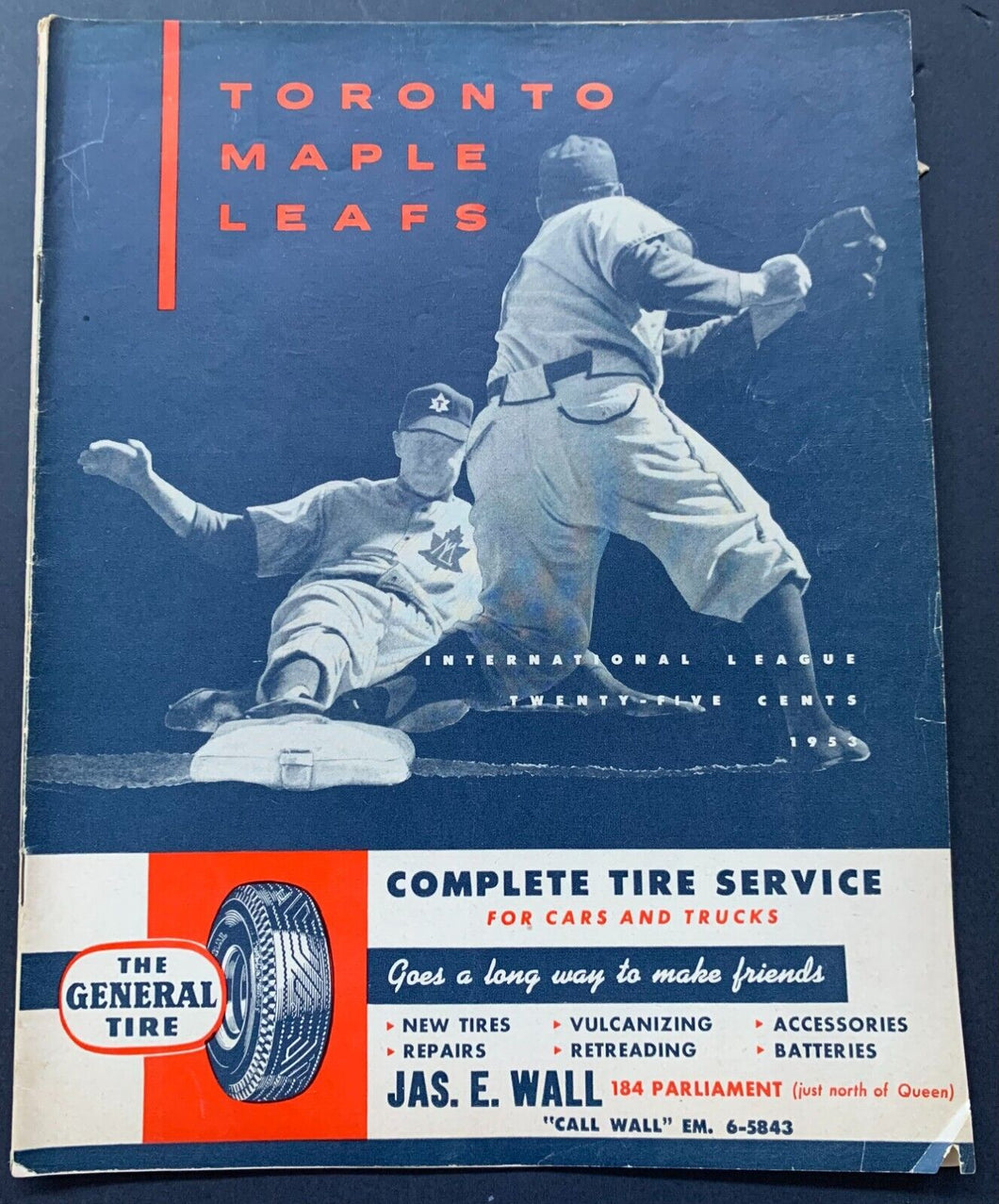 1953 Toronto Maple Leaf Stadium Baseball IL Program Leafs vs Syracuse