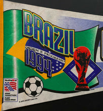 Load image into Gallery viewer, 1994 World Cup USA Champions Soccer Full Size Pennant Brazil FIFA Vintage
