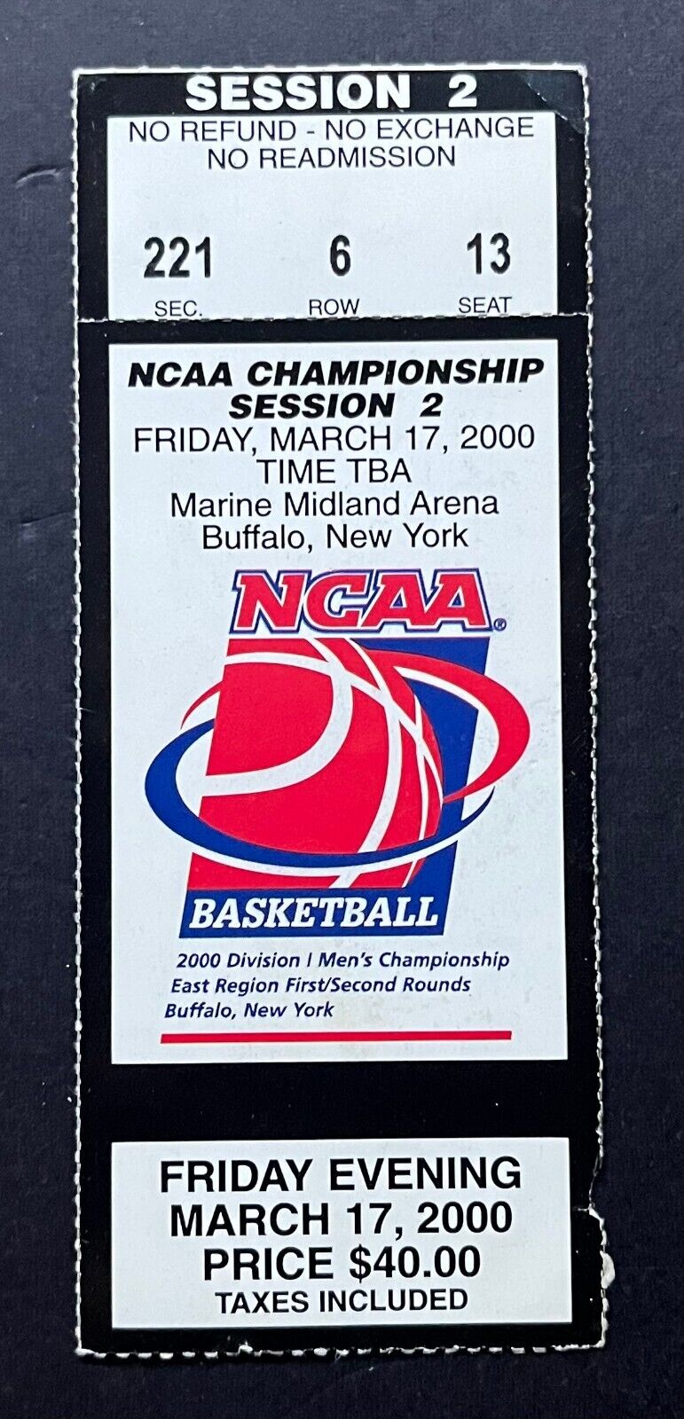 2000 NCAA Championship Basketball Tickets Marine Midland Arena