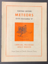 Load image into Gallery viewer, 1954 Oakville Meteors OHA Intermediate Doubleheader Hockey Program vs Markham +
