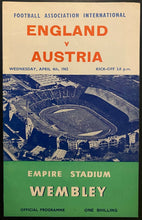 Load image into Gallery viewer, 1962 FIFA England Austria Soccer Friendly Program Wembley Stadium London Vintage
