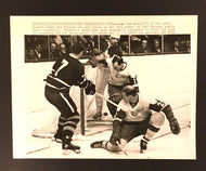1967 Tim Horton Press Photo Toronto Maple Leafs Roger Crozier Gary Bergman NHL