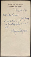 1941 Vilhjalmur Stefansson Signed Message Memo Sheet Autographed Arctic Explorer