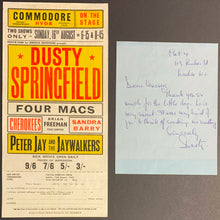 Load image into Gallery viewer, Dusty Springfield Hand Written Signed Letter + Concert Handbill Autographed LOA
