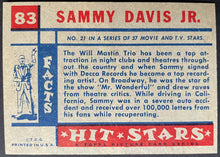 Load image into Gallery viewer, 1957 Topps Hit Stars Trading Card Sammy Davis Jr. #83 Non Sports Vintage Music
