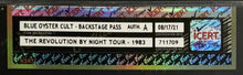 Load image into Gallery viewer, 1983 Blue Oyster Cult The Revolution By Night Tour Backstage Pass iCert Concert
