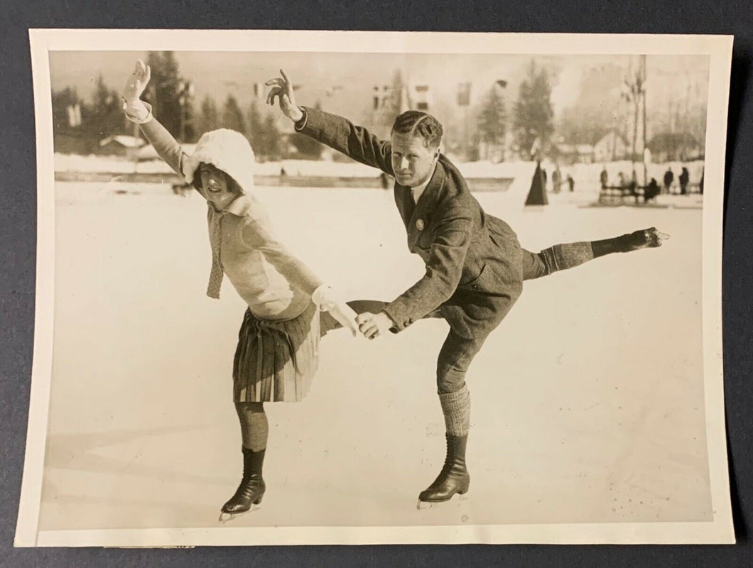 1925 Winter Olympics Figure Skating Cecil Smith + Melville Rogers VTG Photo