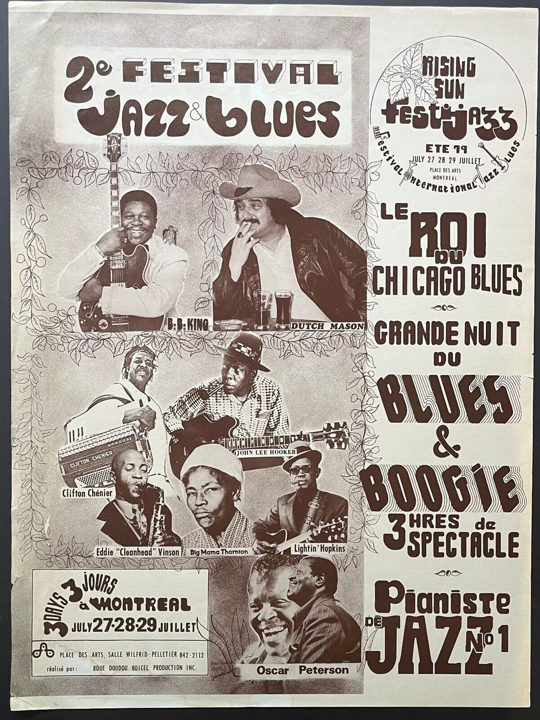 1979 2nd Annual Rising Sun Jazz + Blues Festival Original Concert Poster BB King