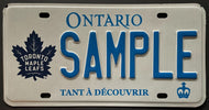 2018 Toronto Maple Leafs NHL Hockey Logo Authentic Ontario License Plate Sample