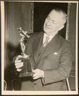 Circa 1950s Art Ross Holding a Trophy B&W Type 1 Photo Hockey NHL Vintage