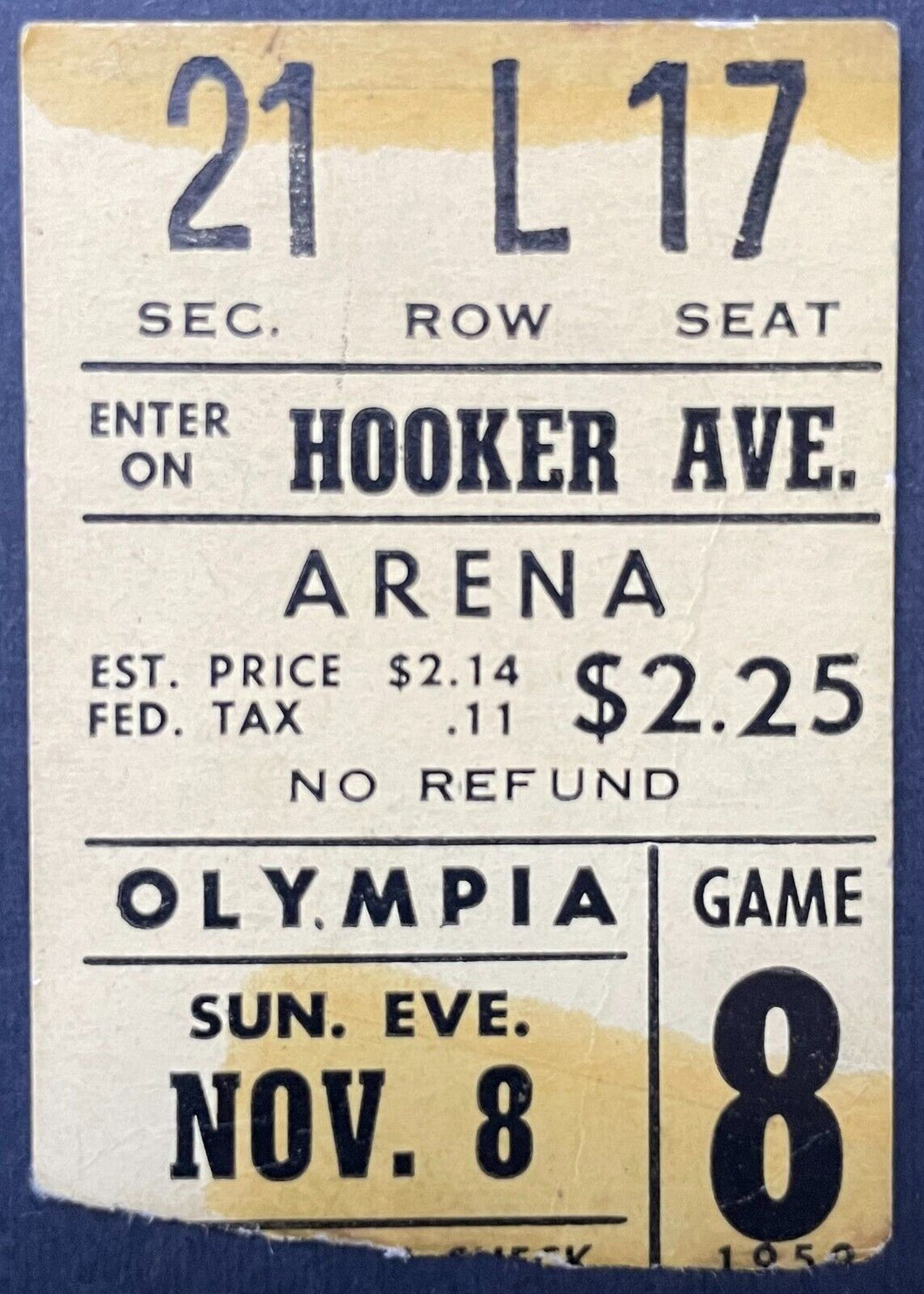 1959 Detroit Red Wings v New York Rangers NHL Hockey Ticket Stub Olympia Stadium