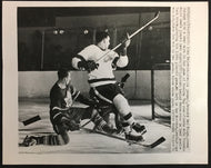 1952 Stanley Cup Playoffs Hockey Photo Alex Delvecchio Crashing Maple Leafs Net